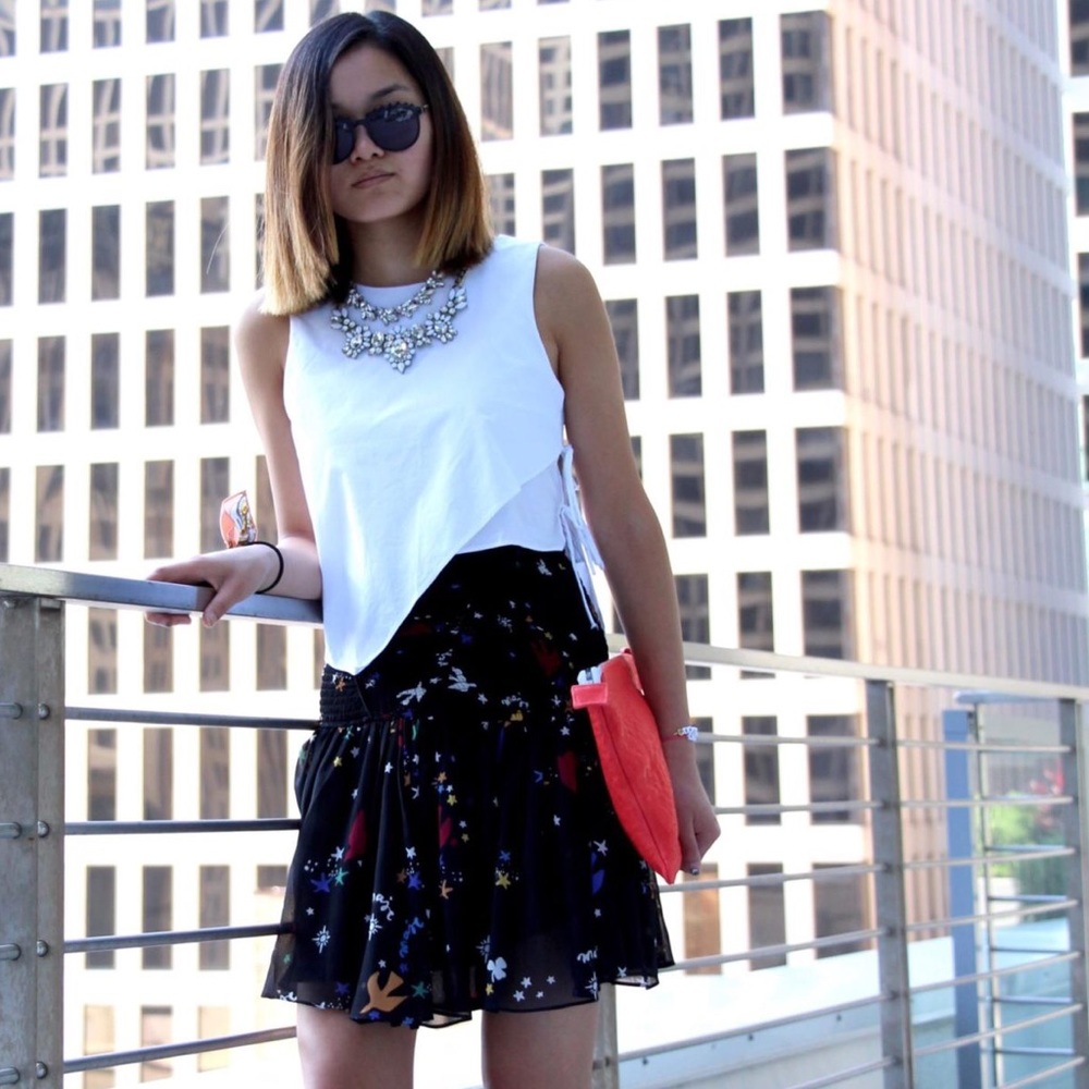 [zara] white asymmetrical side bow crop top